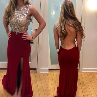 Red Prom Dress, Backless Prom Dress, Long Prom..