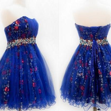 Short Homecoming Dresses, Blue Homecoming Dresses,..