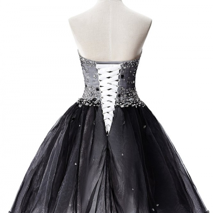 Black Short Tulle Homecoming Dress Showcasing..