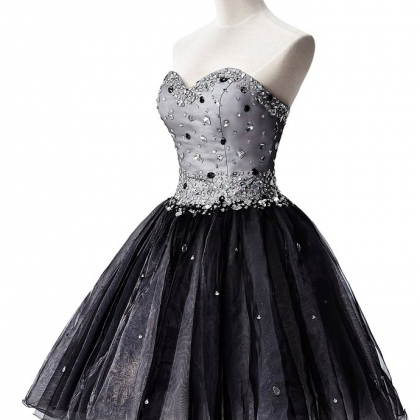 Black Short Tulle Homecoming Dress Showcasing..