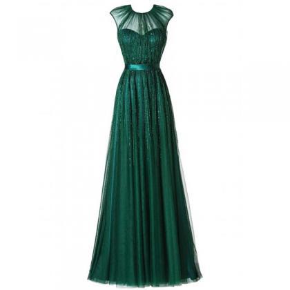 Long Prom Dress, Green Prom Dress, Modest Prom..