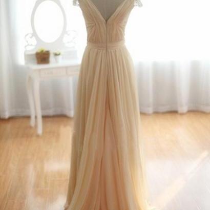 Long Bridesmaid Dress, Champagne Bridesmaid Dress,..