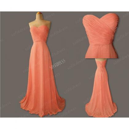 Long Bridesmaid Dress, Coral Bridesmaid Dress,..