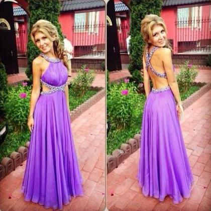 Long Prom Dress, Purple Prom Dress, Chiffon Prom..