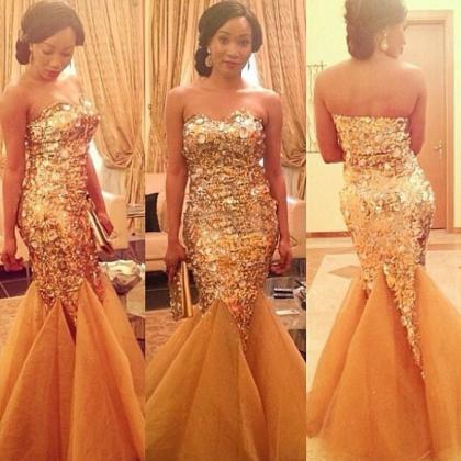 Long Prom Dress, Gold Prom Dress, Sparkle Prom..