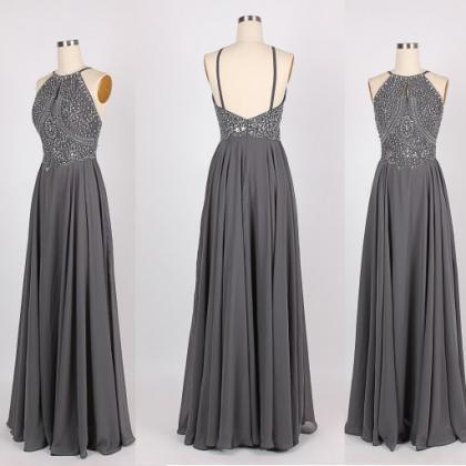 Long Prom Dress, Gray Prom Dress, Party Prom..