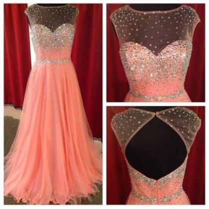 Long Prom Dress, Peach Prom Dress, Party Prom..