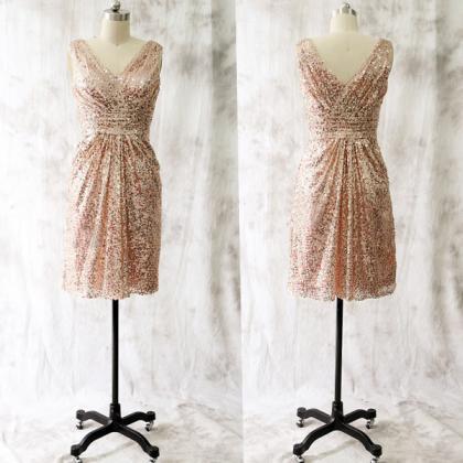 Short Bridesmaid Dress, Sparkle Bridesmaid Dress,..