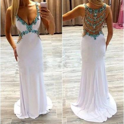 Long Prom Dress, White Prom Dress, Party Prom..
