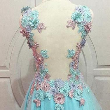 Lace Prom Dress, Blue Prom Dress, Junior Prom..