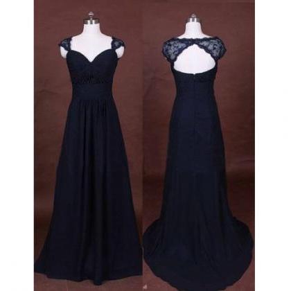 Long Bridesmaid Dress, Dark Navy Bridesmaid Dress,..