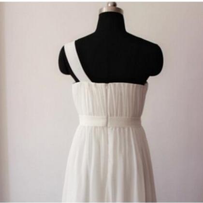 Long Bridesmaid Dress, White Bridesmaid Dress,..
