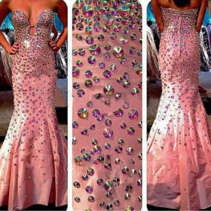 Long Prom Dress, Pink Prom Dress, Mermaid Prom..
