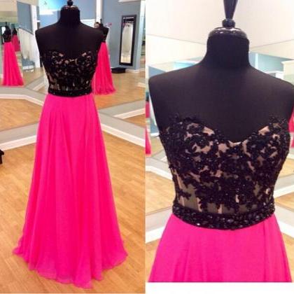 Long Prom Dress, Pink Prom Dress, Prom Dress, Lace..