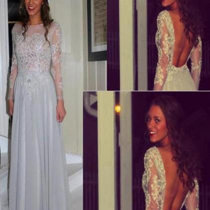 Long Prom Dress,silver Prom Dress,backless Prom..