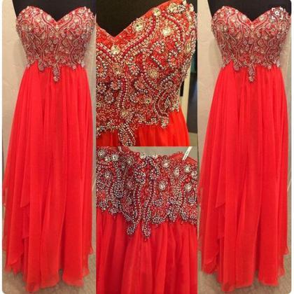 Long Prom Dress,red Prom Dress ,sweetheart Prom..