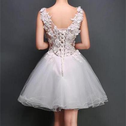 Short Prom Dress,white Homecoming Dress ,cute..