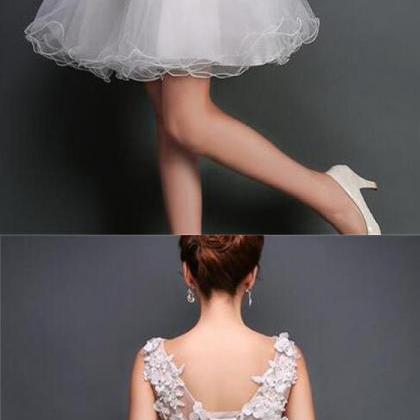 Short Prom Dress,white Homecoming Dress ,cute..