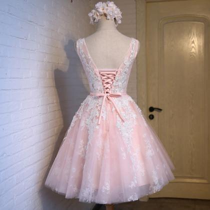 Pink Homecoming Dress,cute Homecoming Dress,scoop..