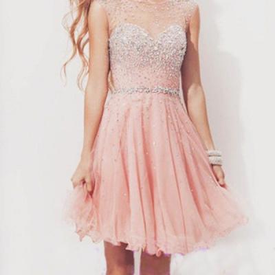 homecoming dresses, cheap homecoming dress, short homecoming dress, party dress for girl, pink short prom dress, cocktail dress,1444