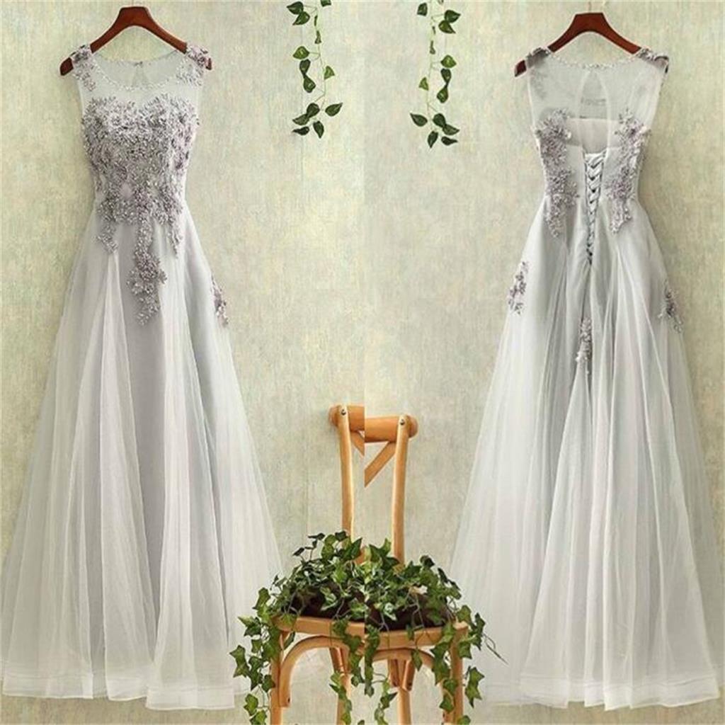 2017 Scoop A-line Lace Appliques Formal Elegant Handmade Bridesmaid Dresses, Wedding Guest Dress,, 17902