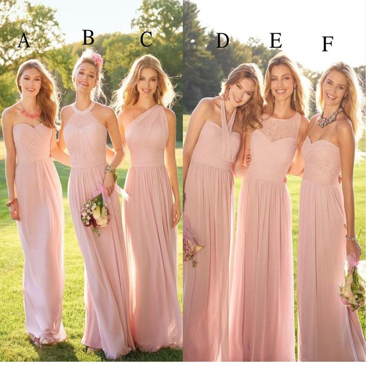 Pastel Pink Long Lace Chiffon Bridesmaid Dresses Mismatched Pastel Pink Long Lace Chiffon Bridesmaid Dresses Mismatched Por Custom Dress For Wedding Guest 17902