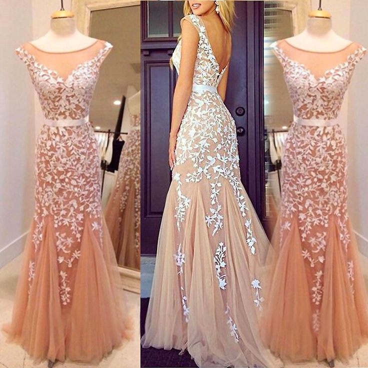 Long Prom Dress, Champagne Prom Dress, Lace Prom Dress, Mermaid Prom Dress,party Prom Dress, Long Evening Dress, 14136