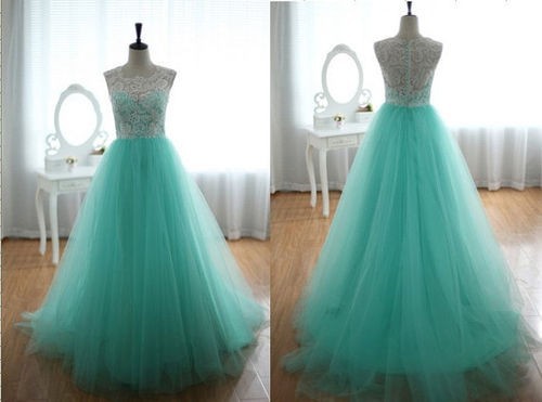 Long Prom Dress, Mint Prom Dress, A-line Prom Dress, Party Prom Dress, Prom Dress, Long Evening Dress, Dress Gown, 14148