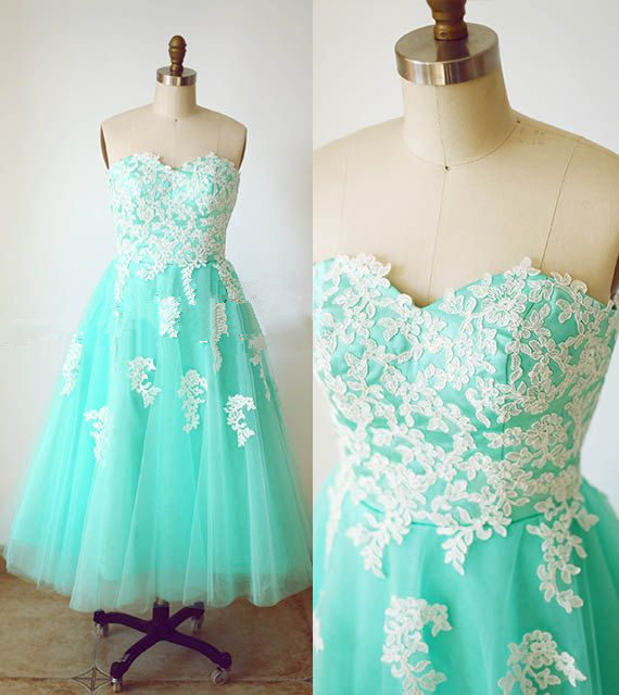 Mint Prom Dress, Tea Length Prom Dress, Junior Prom Dress, Homecoming Dress, Party Dress For Girls, Bridesmaid Prom Dress, 14177