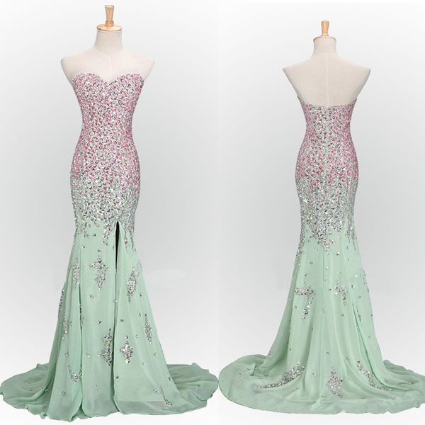 Long Prom Dress, Mermaid Prom Dress, Sexy Prom Dress, Prom Dress 2015, Party Prom Dress, Long Evening Dress, Mint Prom Dress, 14700