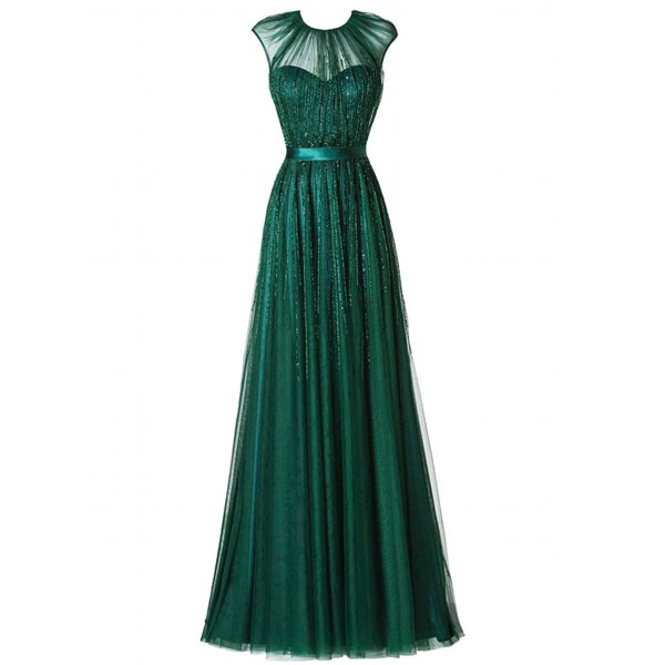 Long Prom Dress, Green Prom Dress, Modest Prom Dress, Prom Dress 2015, Party Prom Dress, Long Evening Dress, Tulle Prom Dress, 14701