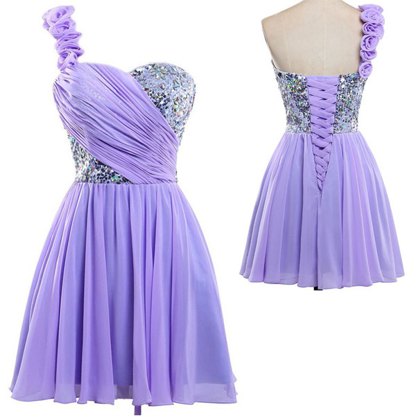 Short Purple Bridesmaid Dress, One Shoulder Bridesmaid Dress, Bridesmaid Dress, Junior Bridesmaid Dress, Homecoming Dress, 14703