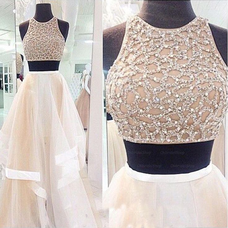 Long Prom Dress, White Prom Dress, Party Prom Dress, Ball Gown, A-line Prom Dress, Tulle Prom Dress, High Neck Prom Dress, 14970