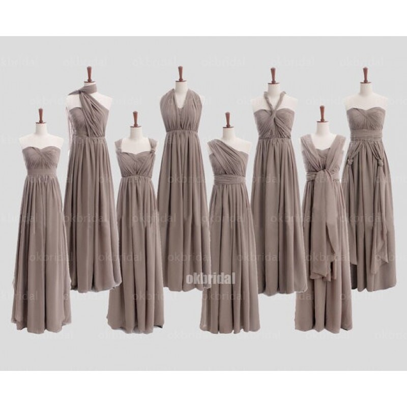 Long Bridesmaid Dress, Gray Bridesmaid Dress, Convertible Bridesmaid Dress, Chiffon Bridesmaid Dress, Bridesmaid Dress, 14982