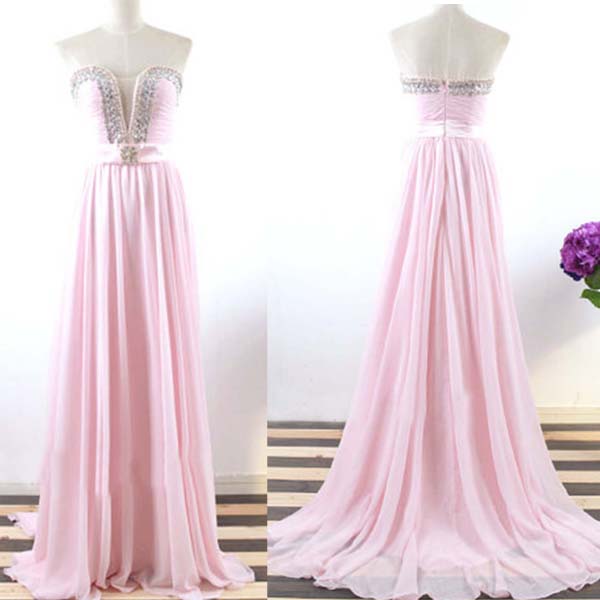 Long Prom Dress, Pink Prom Dress, Party Prom Dress, Chiffon Prom Dress, Prom Dress, Long Evening Dress, Bridesmaid Dress, 141007
