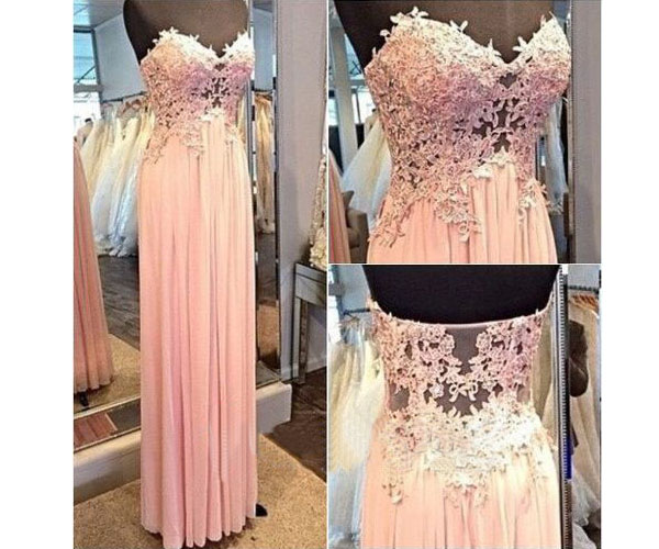 Long Prom Dress, Pink Prom Dress, Party Prom Dress, Lace Prom Dress, Prom Dress, Sweetheart Prom Dress, Evening Dress, 141260
