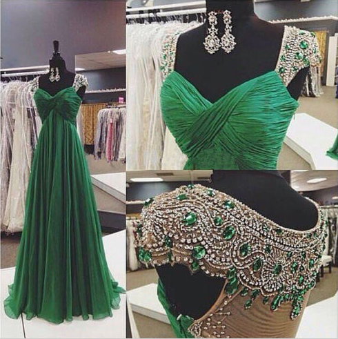 Long Prom Dress, Green Prom Dress, Party Prom Dress, Chiffon Prom Dress, Prom Dress, Elegant Prom Dress, Evening Dress, 141263