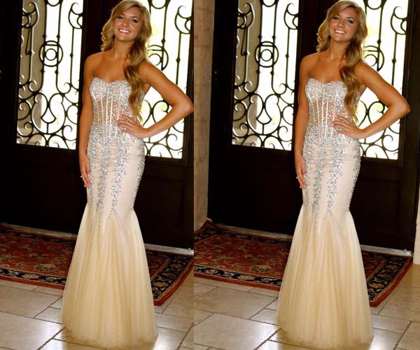 Long Prom Dress, Champagne Prom Dress, Sparkle Prom Dress, Mermaid Prom Dress, Charming Prom Dress, Party Prom Dress, Long Evening Dress, 141347