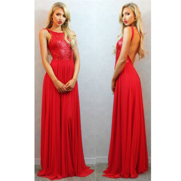 Long Prom Dress, Red Prom Dress, Sparkle Prom Dress, Backless Prom Dress, Prom Dress, Evening Dress, 141685