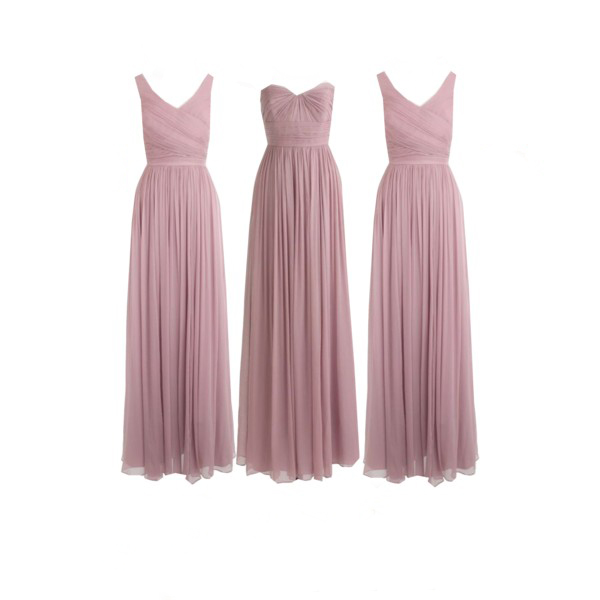Custom Made Dusty Pink Pleated Chiffon Formal Dress, Cocktail Dress, Evening Dress, Prom Dress, Bridesmaid Dress