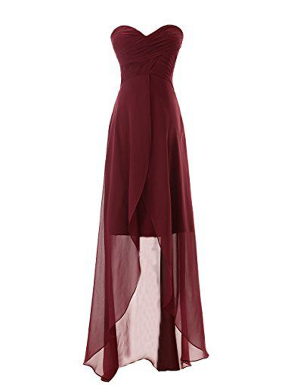 burgundy bridesmaid dress ,sweetheart bridesmaid dress ,high-low bridesmaid dress chiffon bridesmaid dress ,cheap bridesmaid dress ,17113