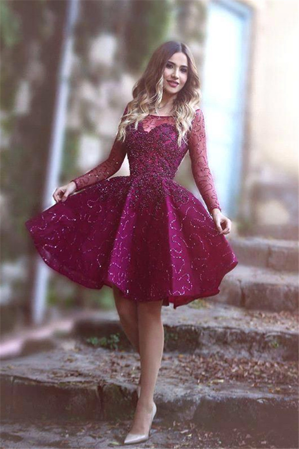 Short Homecoming Dress Long Sleeves Sparkly Prom Short Homecoming Dress Long Sleeves Sparkly Prom Party Evening Custom