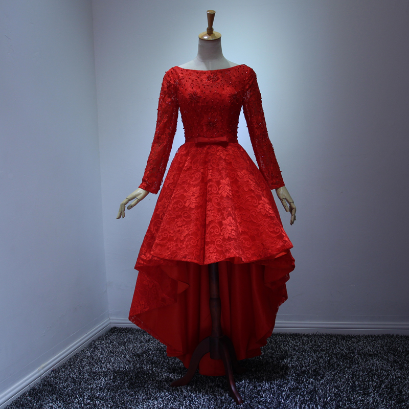 Red Homecoming Dress,high Low Homecoming Dress,long Sleeves Homecoming Dress, Scoop Homecoming Dress,evening Dress, Homecoming Dress ,prom Dress