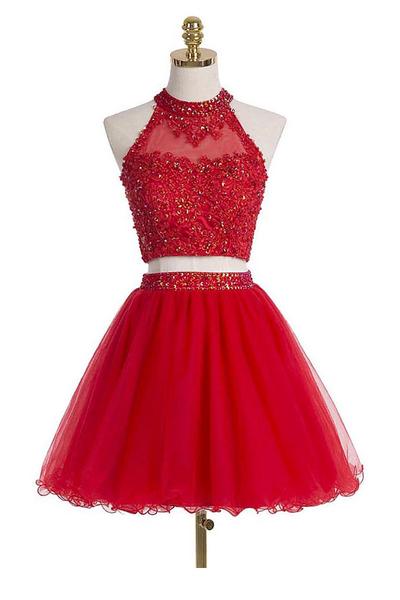 Short Homecoming Dress,two Pieces Homecoming Dress,red Homecoming Dress ...