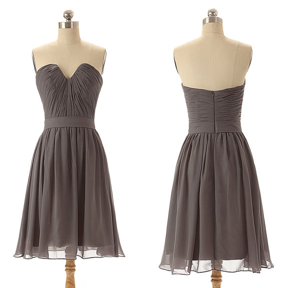 Short Bridesmaid Dress, Gray Bridesmaid Dress, Bridesmaid Dress