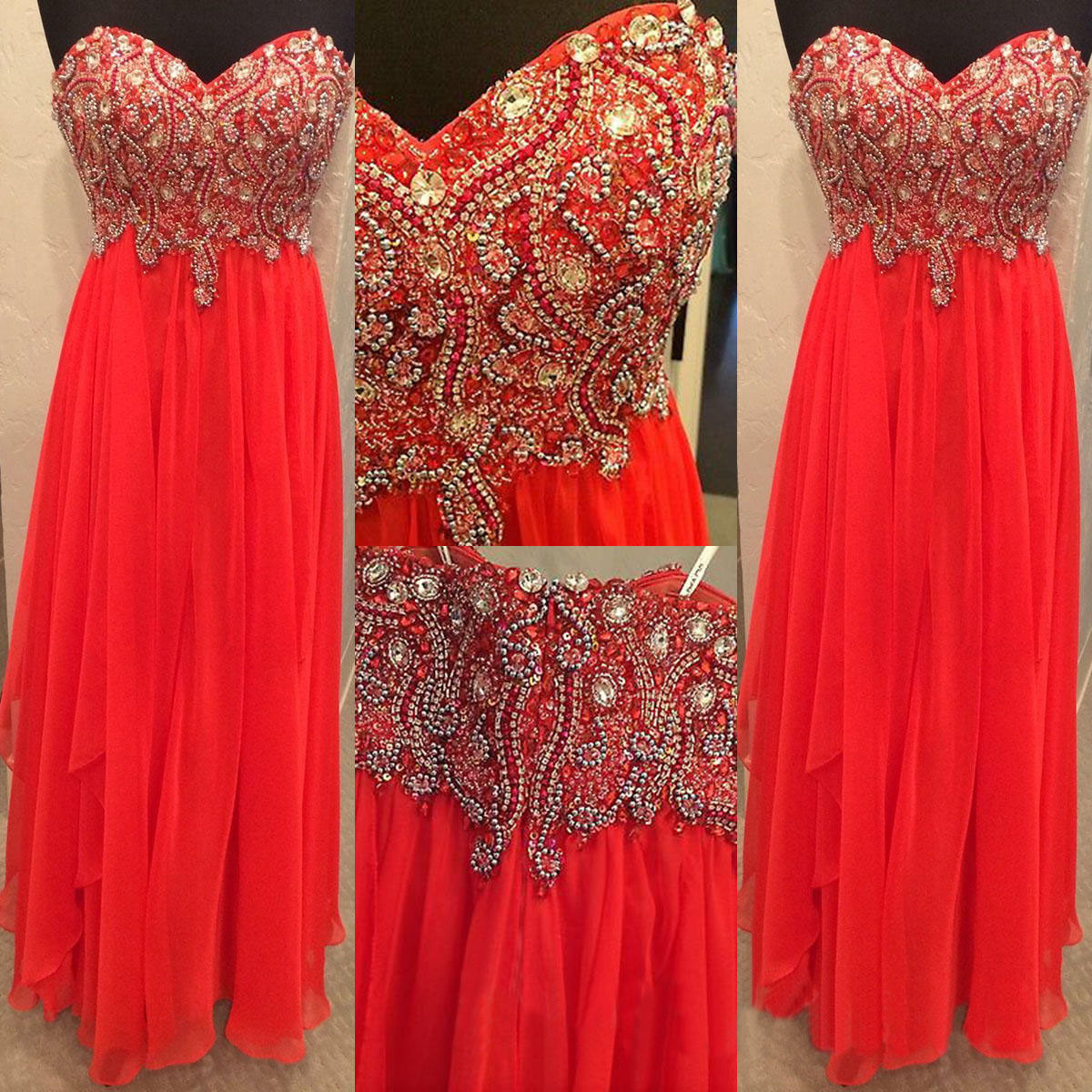 Long Prom Dress, Red Prom Dress, Sweetheart Prom Dress, Cheap Prom